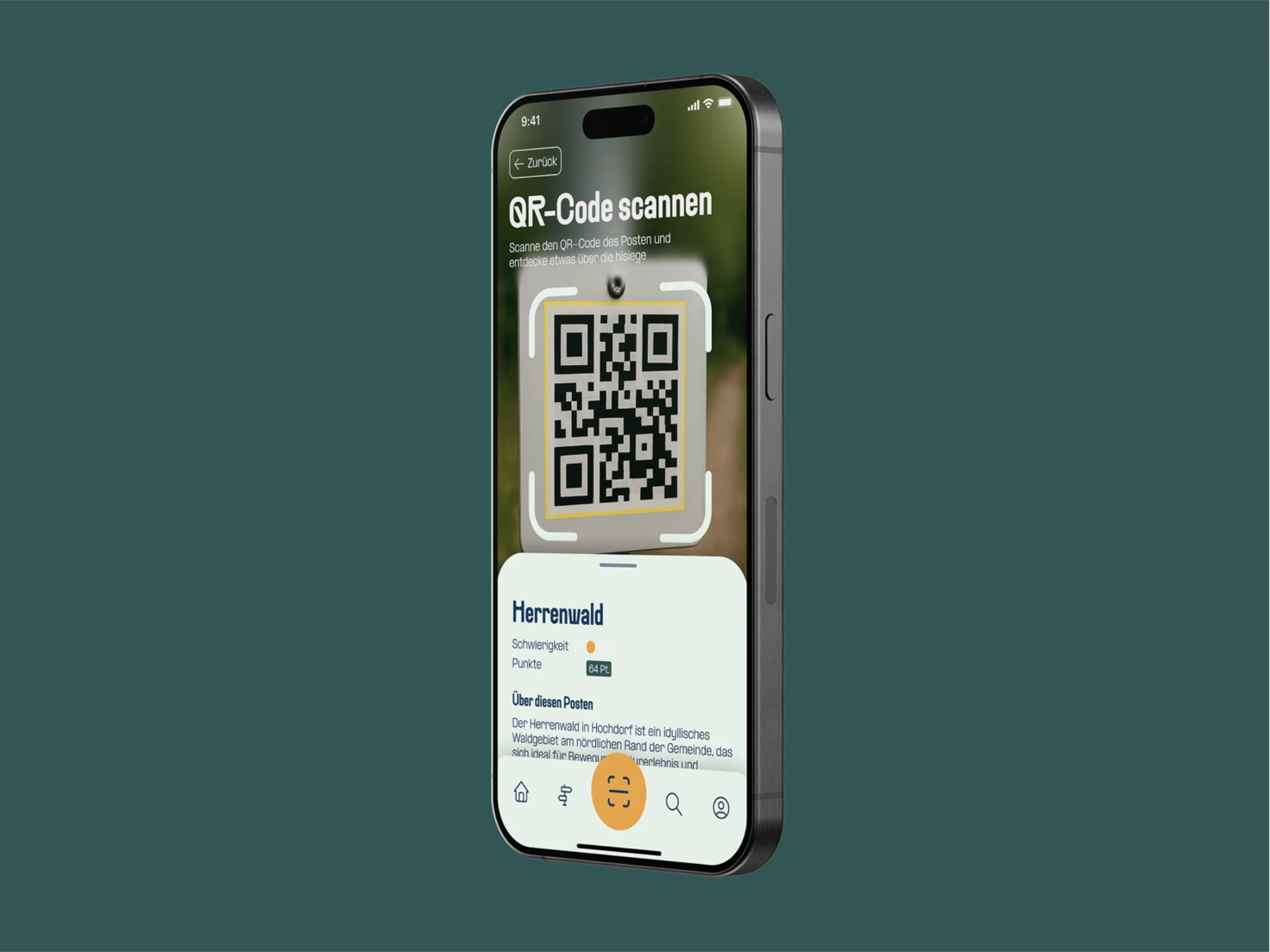Smartphone mit der QR-Code-Funktion der Seetal-App